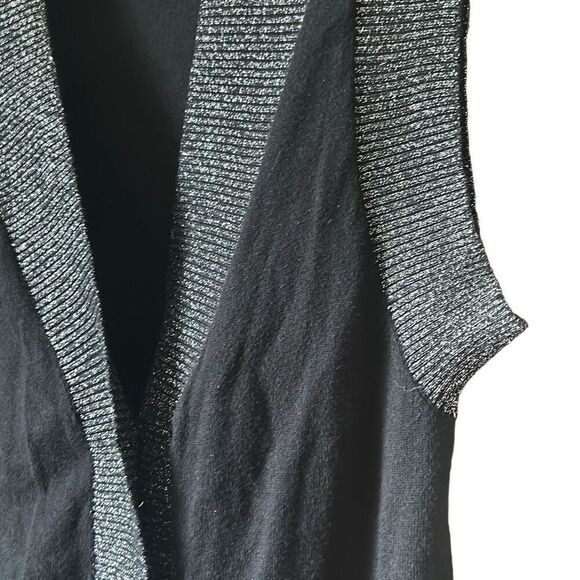 Sleeveless Cardigan Vest Open Front Knit Black Gray‎ Pockets Casual - Picture 4 of 6